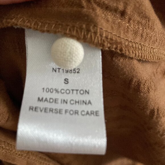 Bohme Puff-Sleeve Brown Blouse (Small) - Picture 4 of 4